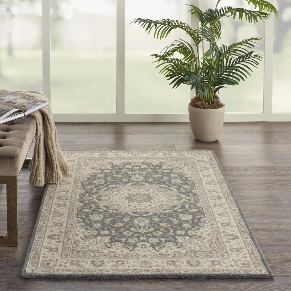 Nourison Living Treasures Area Rug, 5'6" x 8'3", Grey/Ivory. Picture 2