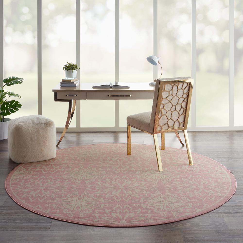 Nourison Jubilant Round Area Rug, 8' x round, Ivory/Pink. Picture 2