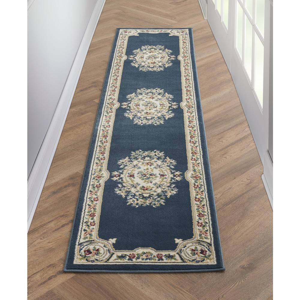 ABS1 Aubusson Navy Area Rug- 2'2" x 7'6". Picture 2
