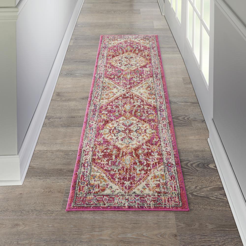 PSN23 Passion Ivory/Pink Area Rug- 2'2" x 7'6". Picture 2