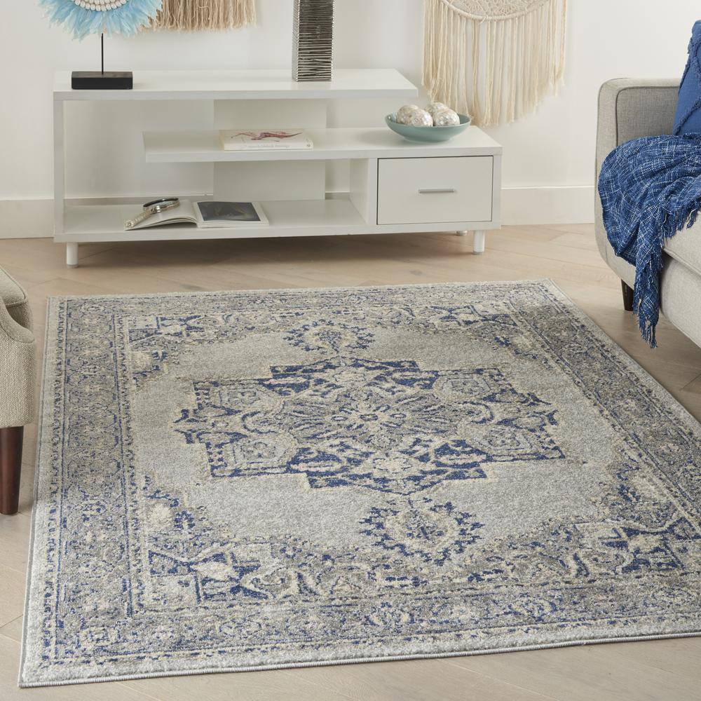 TRA14 Tranquil Grey/Navy Area Rug- 5'3" x 7'3". Picture 2