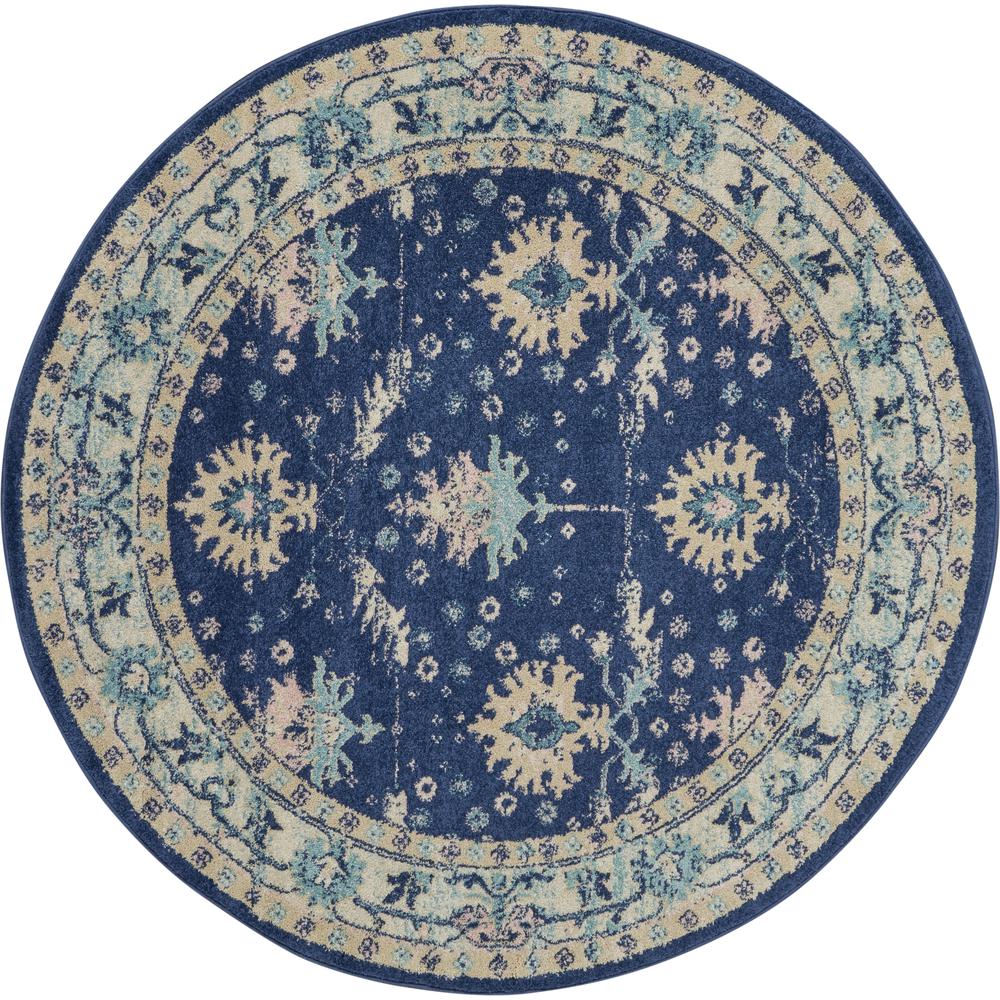 Tranquil Area Rug, Navy/Ivory, 5'3" X ROUND. Picture 1