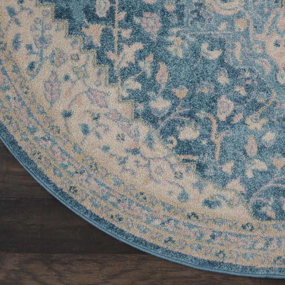 Tranquil Area Rug, Ivory/Turquoise, 5'3" X ROUND. Picture 4