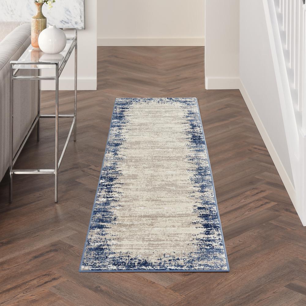 CYR04 Cyrus Ivory/Navy Area Rug- 2'2" x 7'6". Picture 2