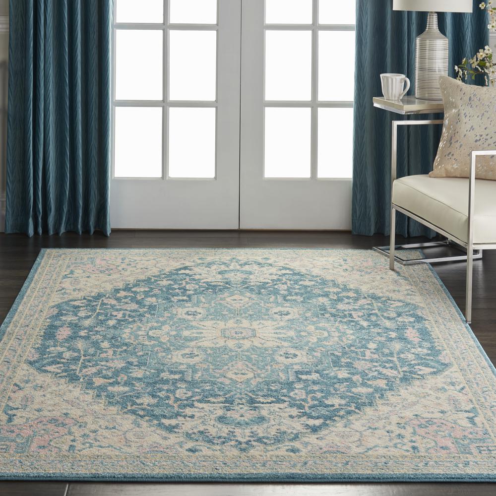 Tranquil Area Rug, Ivory/Turquoise, 4' X 6'. Picture 2