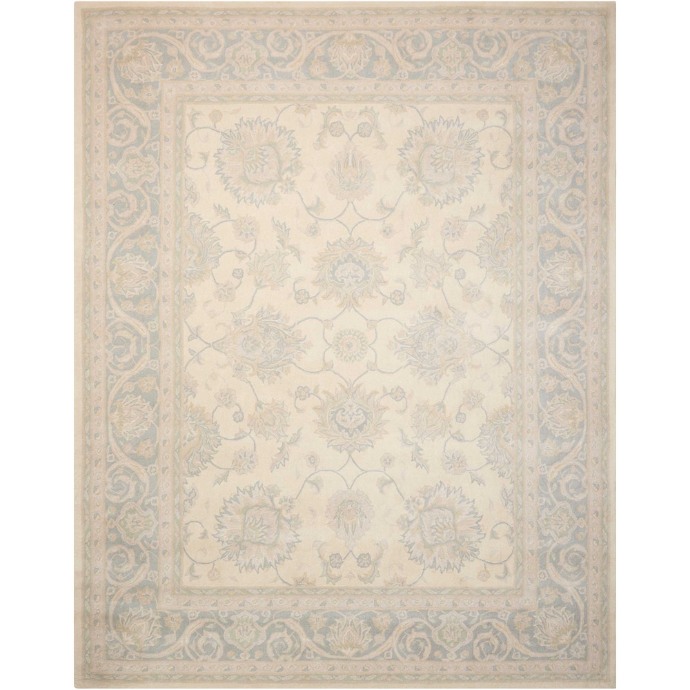 Royal Serenity "Hyde Park" Ivory Blue Area Rug. Picture 1
