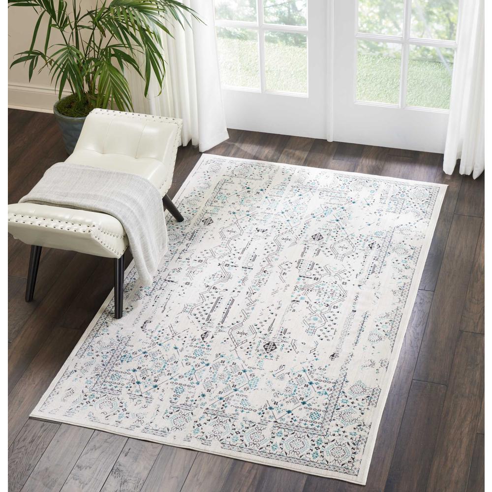 KI34 Silver Screen Area Rug, Ivory/Teal, 4' x 6'. Picture 3
