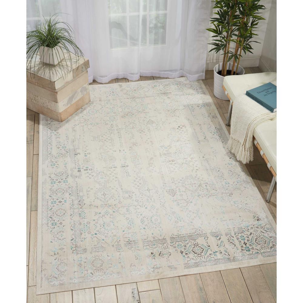 KI34 Silver Screen Area Rug, Ivory/Teal, 5'3" x 7'3". Picture 3