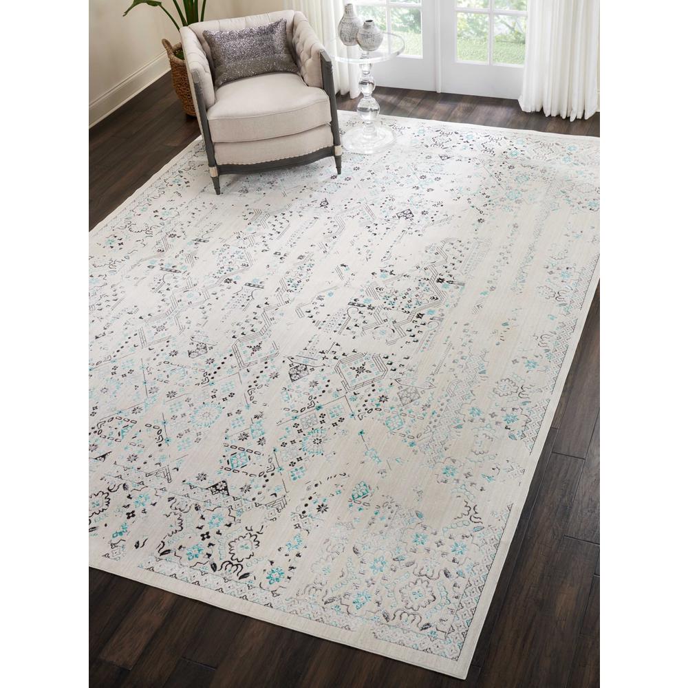 KI34 Silver Screen Area Rug, Ivory/Teal, 9'10" x 13'2". Picture 3