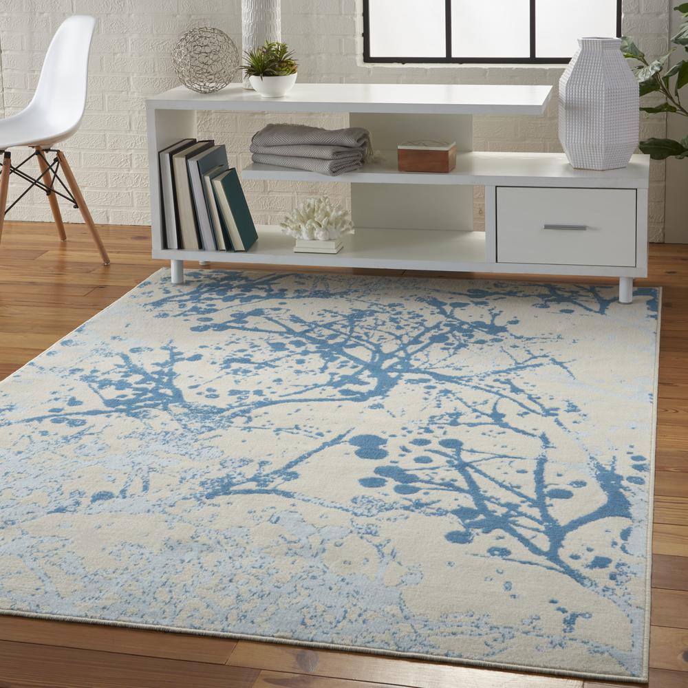 Jubilant Area Rug, Ivory/Blue, 5'3" x 7'3". Picture 9