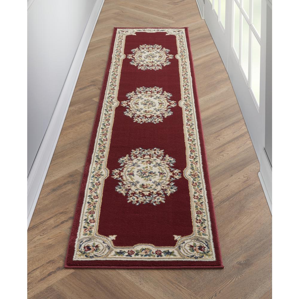 ABS1 Aubusson Red Area Rug- 2'2" x 7'6". Picture 2