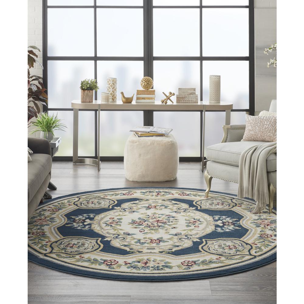 ABS1 Aubusson Navy Area Rug- 7'10" x round. Picture 2