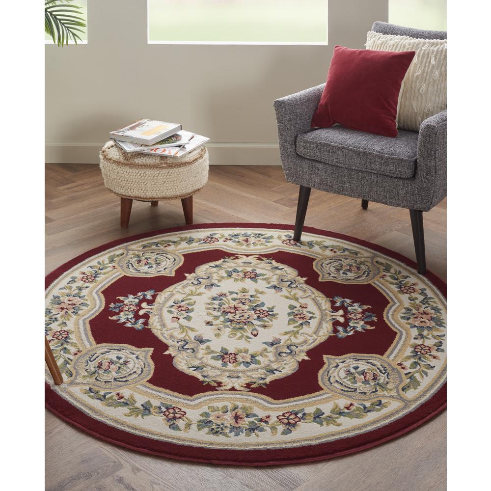 ABS1 Aubusson Red Area Rug- 5'3" x round. Picture 2