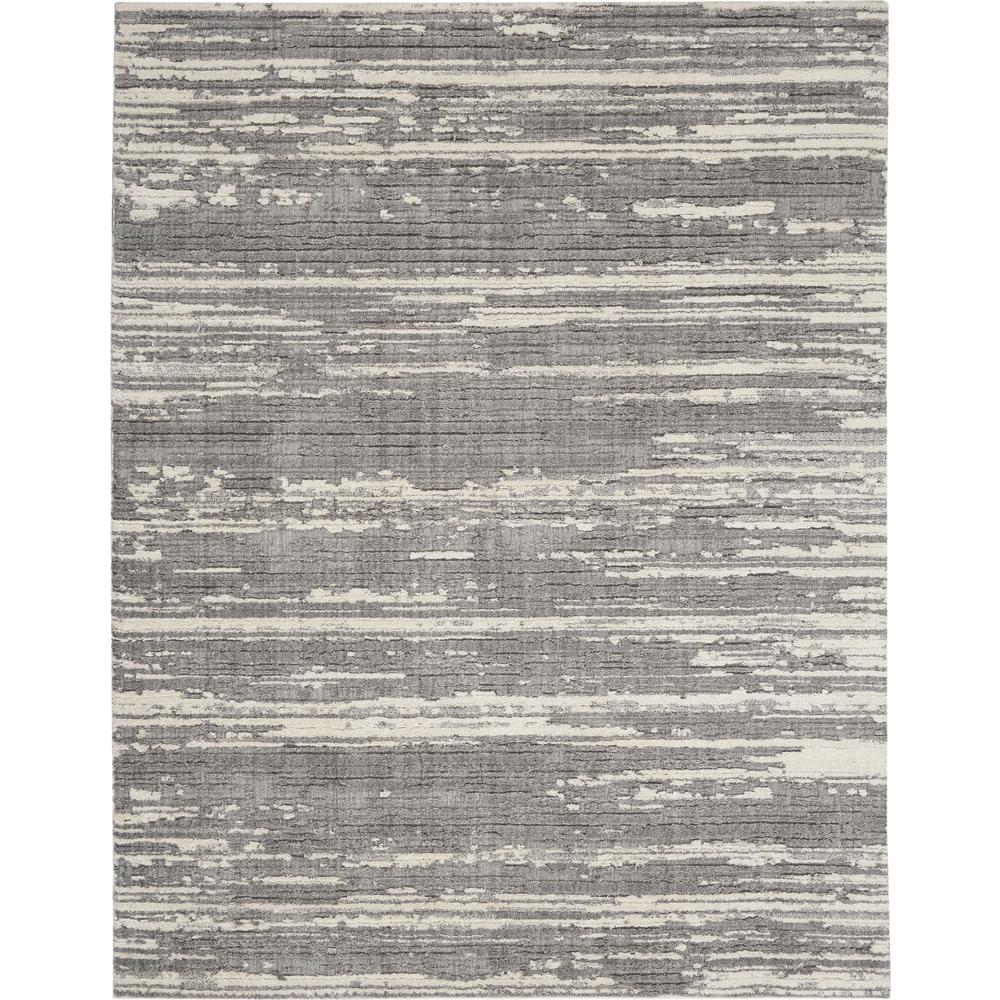 Nourison Textured Contemporary Area Rug, 7'10" x  9'10", Grey/Ivory. Picture 1