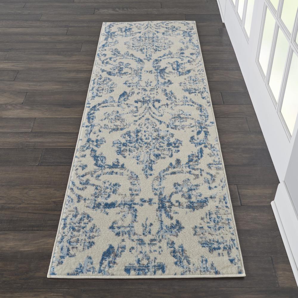 Jubilant Area Rug, Ivory/Blue, 2'3" x 7'3". Picture 4