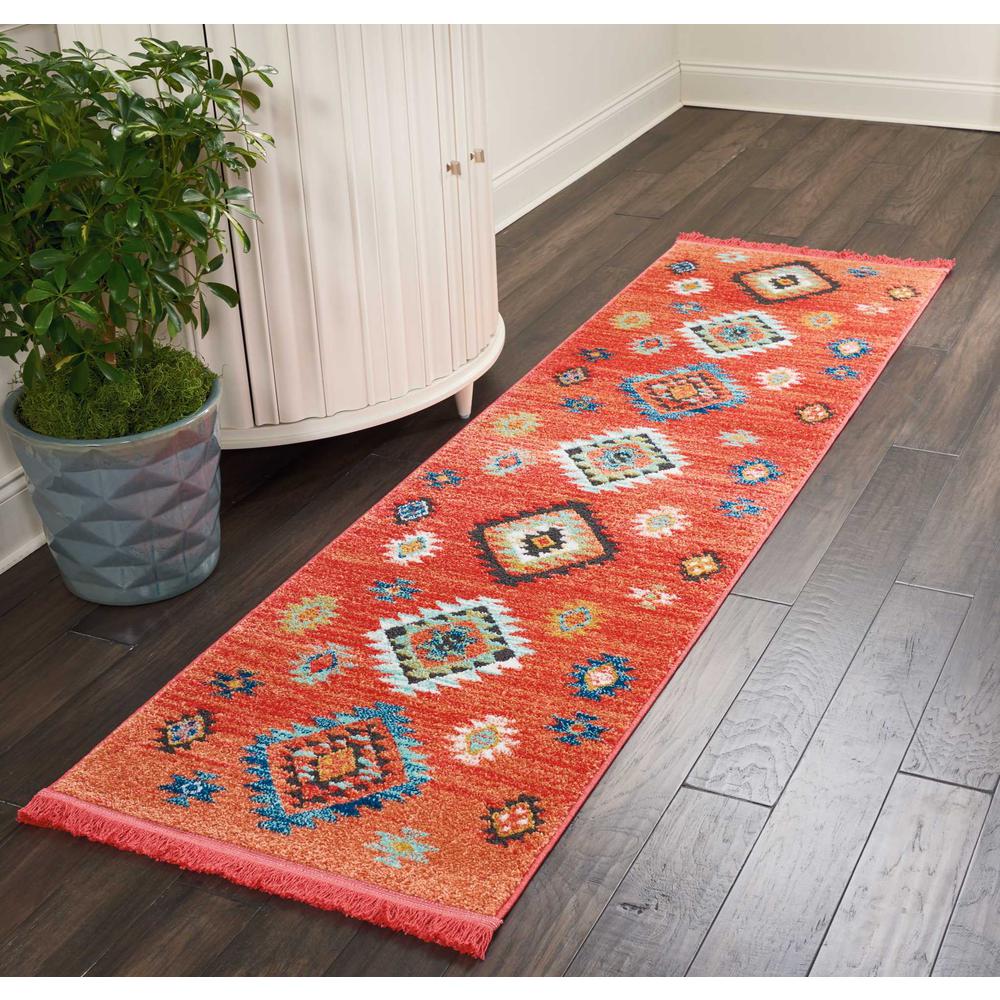 Tribal Decor Area Rug, Red, 2'2" x 7'9". Picture 4