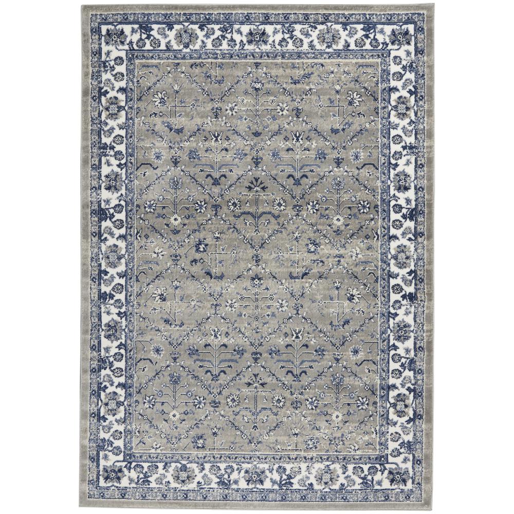 CYR02 Cyrus Ivory/Navy Area Rug- 5'3" x 7'3". Picture 1