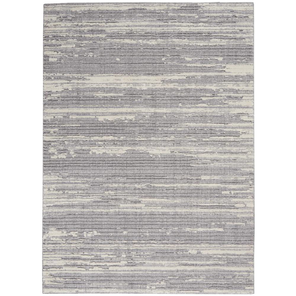 Nourison Textured Contemporary Area Rug, 4' x 6', Grey/Ivory. Picture 1