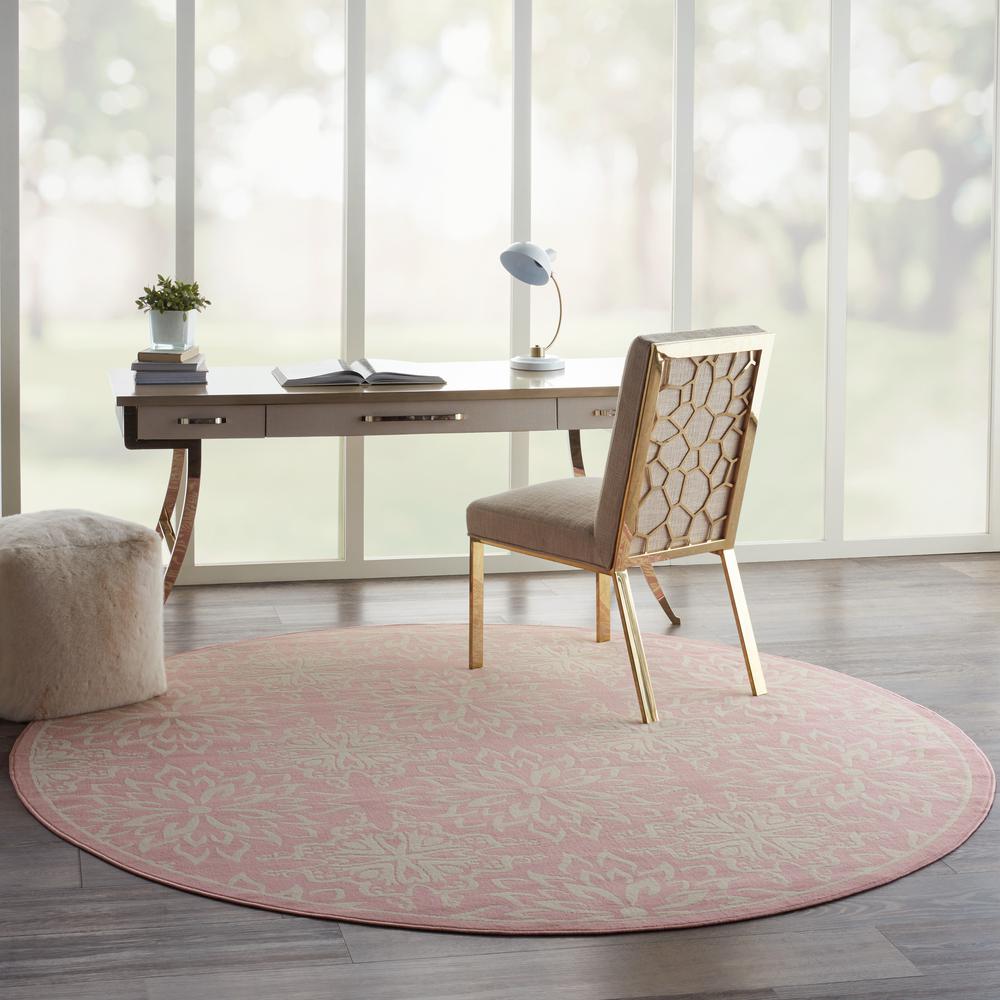 Nourison Jubilant Round Area Rug, 8' x round, Ivory/Pink. Picture 9