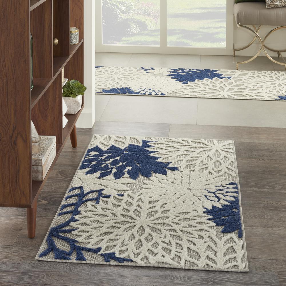 ALH05 Aloha Ivory/Navy Area Rug- 2'8" x 4'. Picture 9