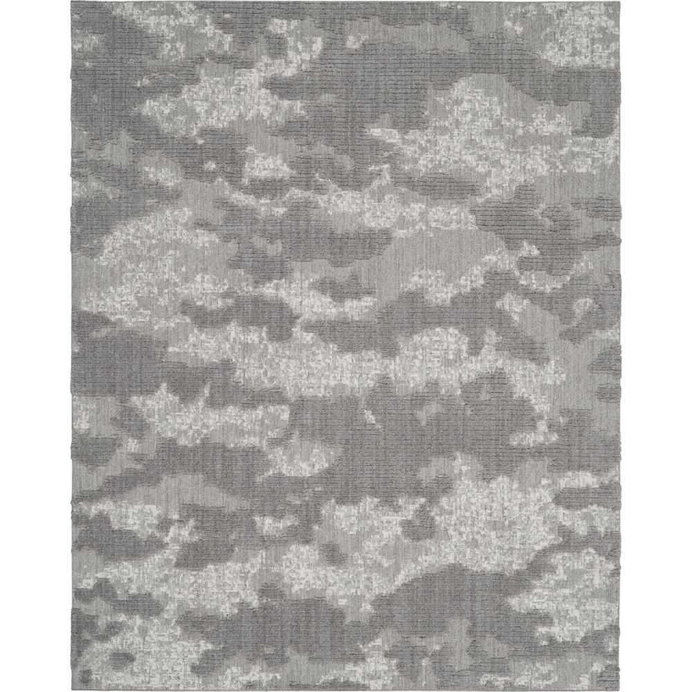 Nourison Textured Contemporary Area Rug, 8'10" x 11'10", Grey/Ivory. Picture 1
