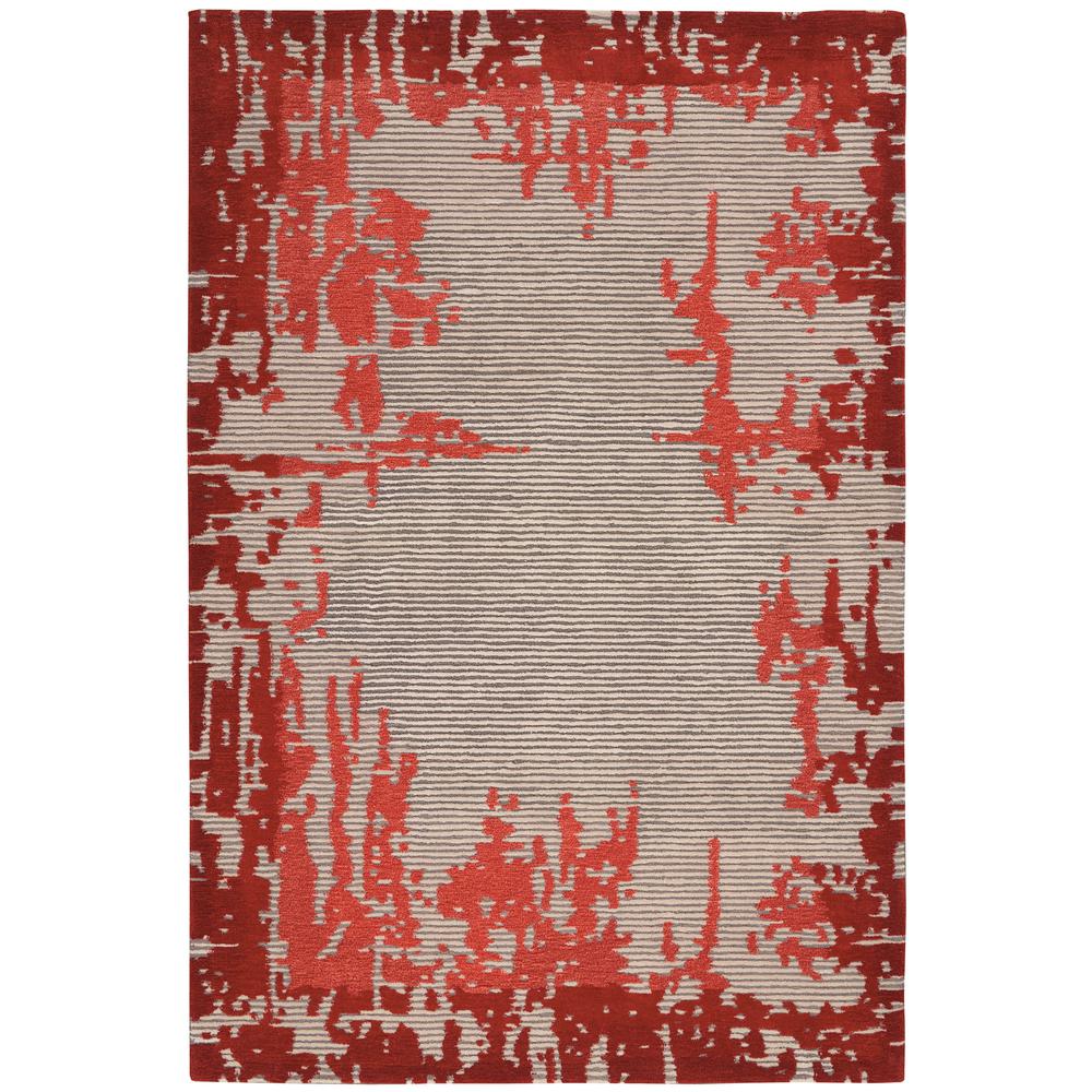 Symmetry Area Rug, Beige/Red, 3'9" X 5'9". Picture 1