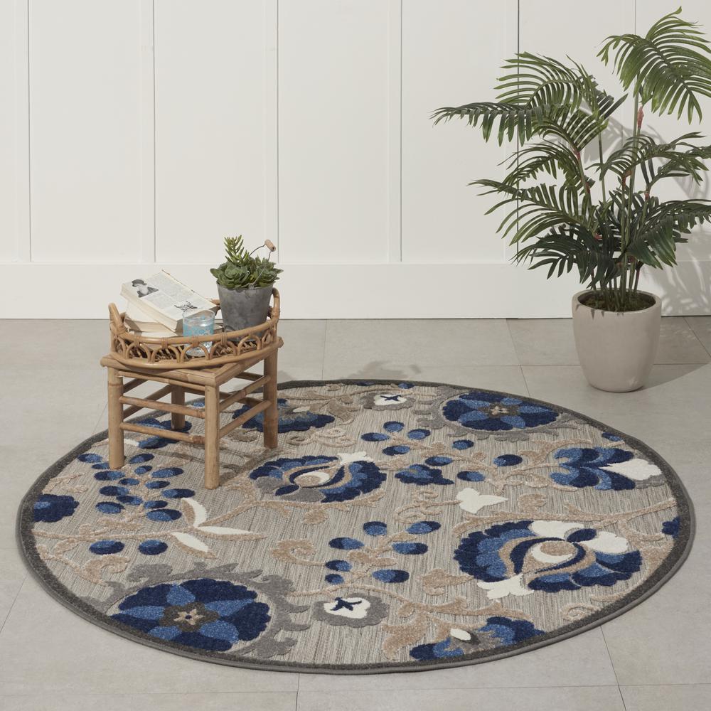 ALH17 Aloha Natural/Blue Area Rug- 4' x ROUND. Picture 10