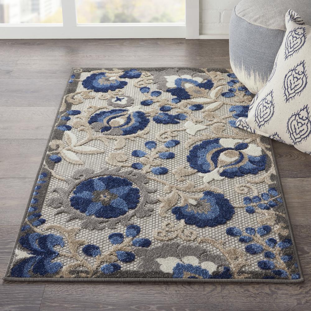 ALH17 Aloha Natural/Blue Area Rug- 2'8" x 4'. Picture 2