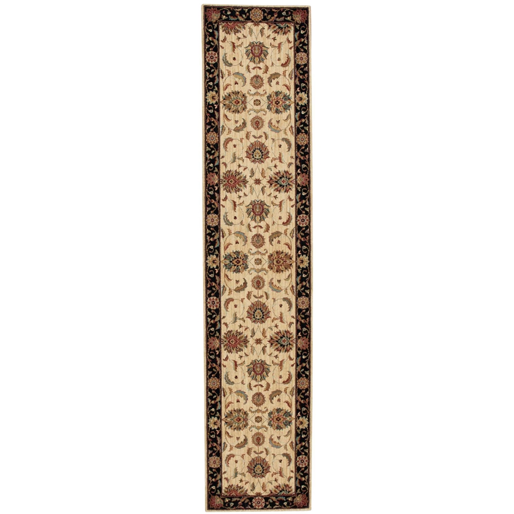 Living Treasures Area Rug, Ivory/Black, 2'6" x 12'. Picture 1