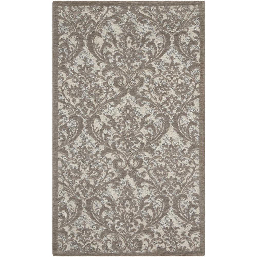 Damask Area Rug, Ivory/Grey, 2'3" x 3'9". Picture 1