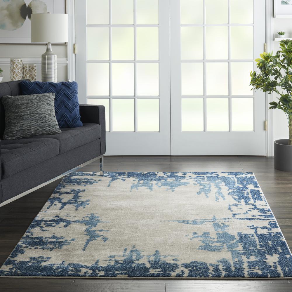 Imprints Area Rug, Ivory/Blue, 4' x 6'. Picture 2