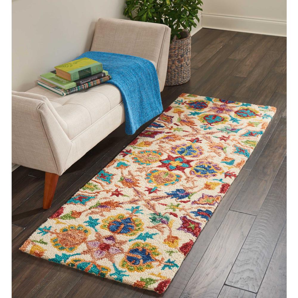 Vibrant Area Rug, Ivory, 2' x 6'. Picture 2