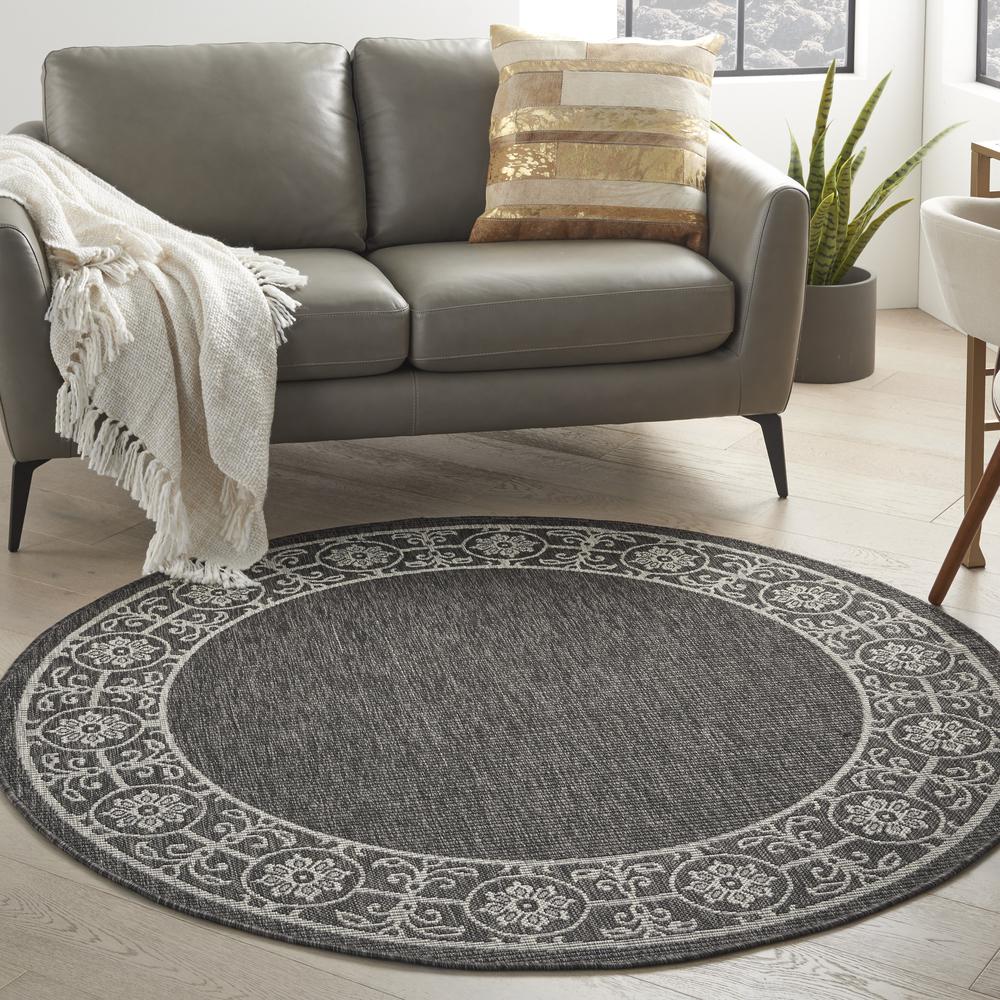 GRD03 Garden Party Charcoal Area Rug- 5'3" x round. Picture 2
