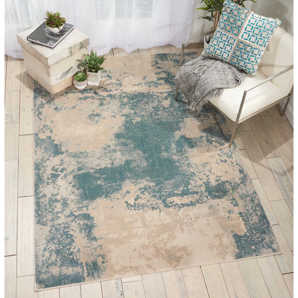 Maxell Area Rug, Ivory/Teal, 5'3" x 7'3". Picture 4