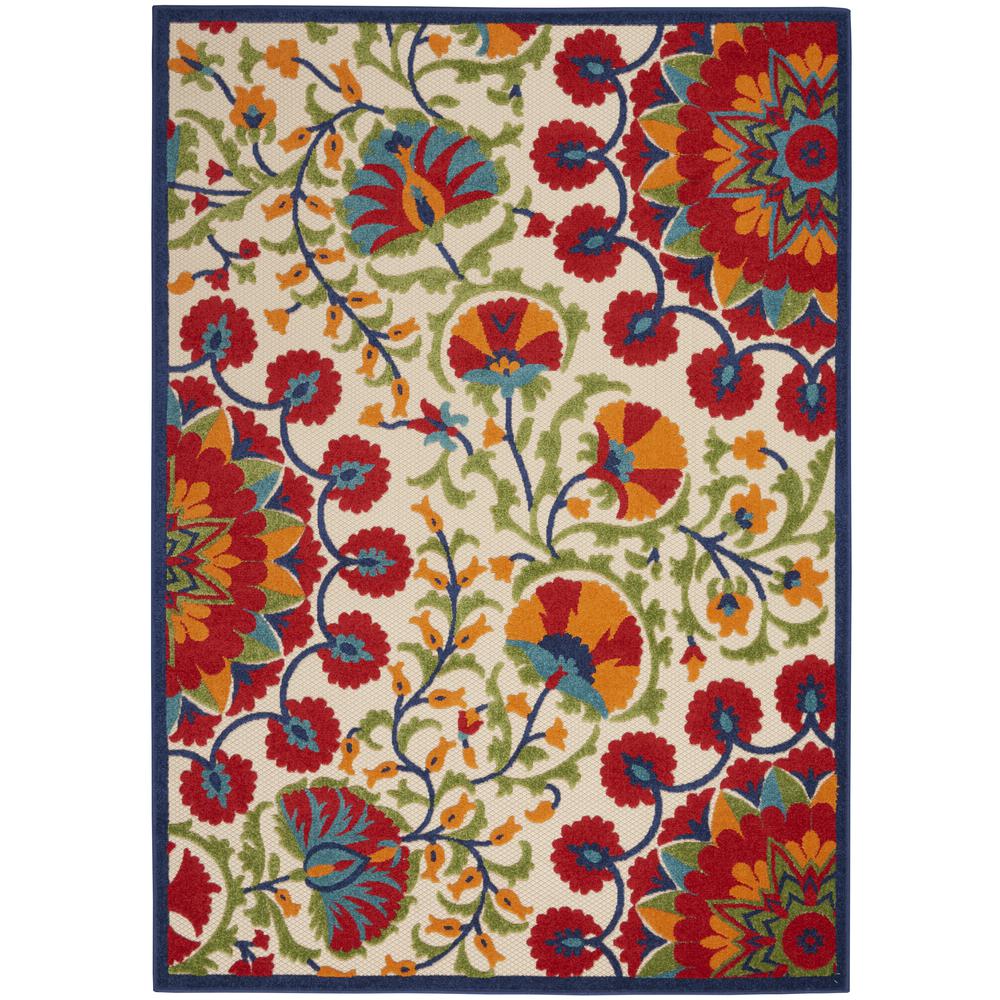 Aloha Area Rug, Red/Multicolor, 6' x 9'. Picture 1