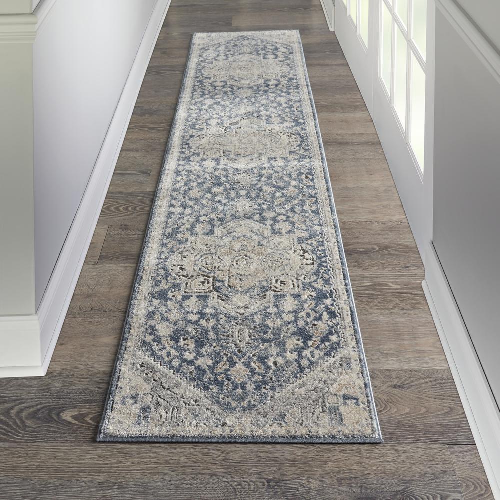 Nourison Concerto Runner Area Rug, 2'2" x 7'6", Ivory Blue. Picture 2