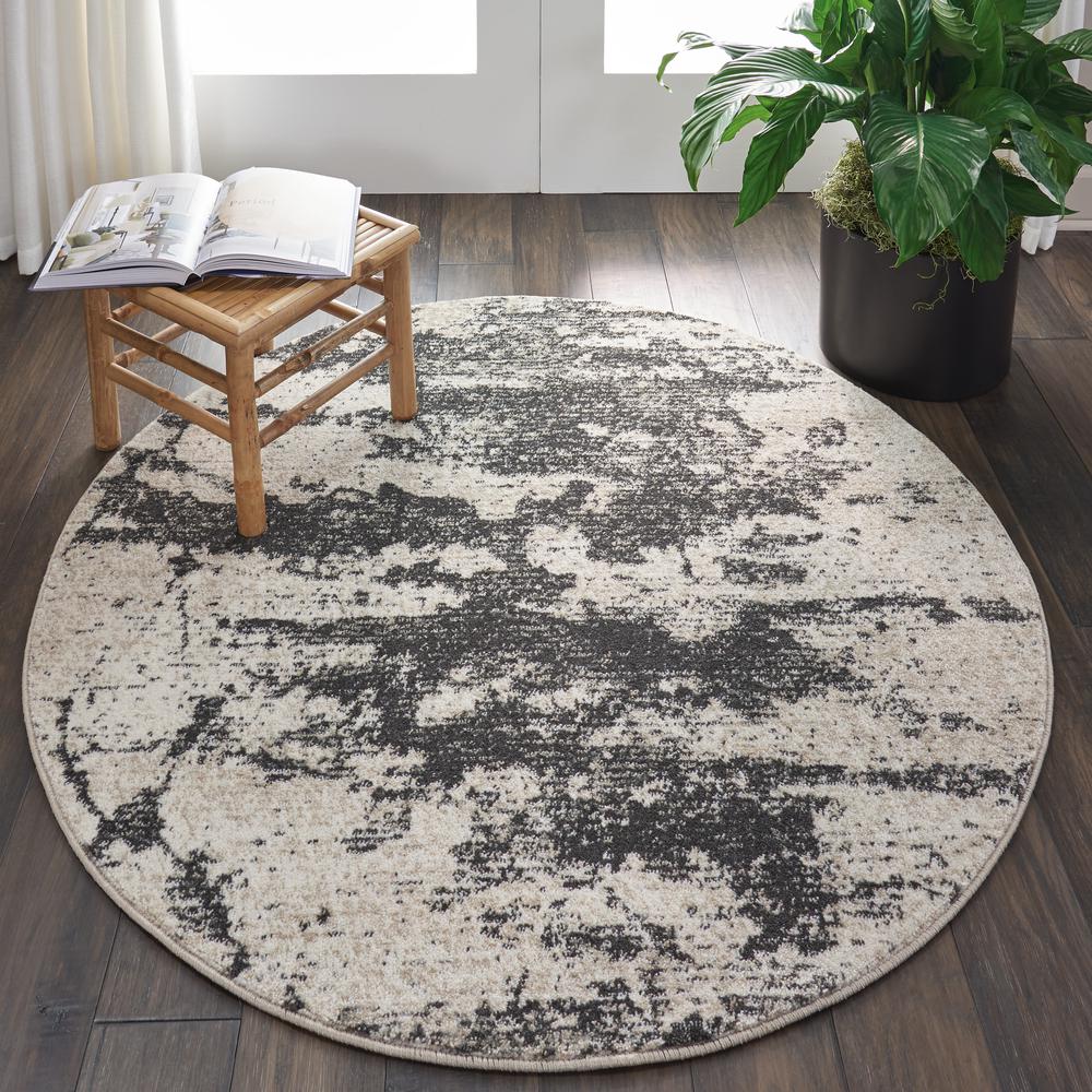 Maxell Area Rug, Ivory/Grey, 5'3" x ROUND. Picture 2