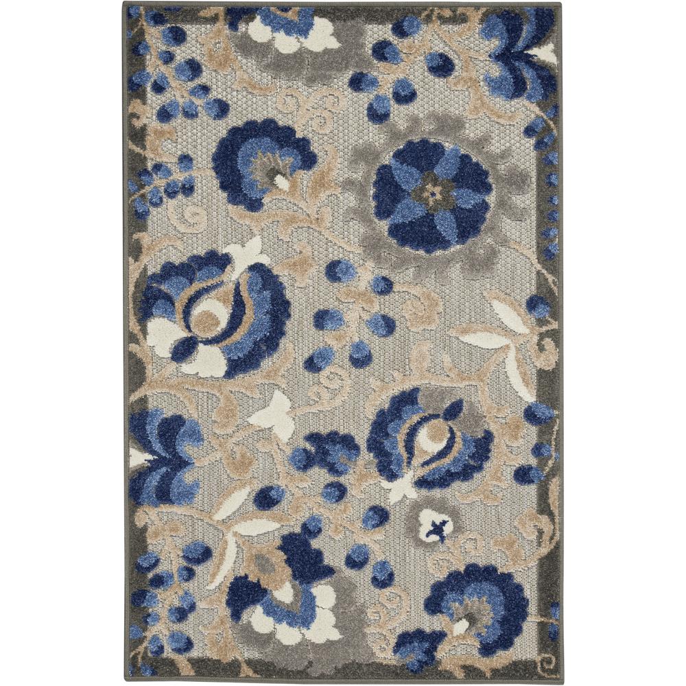ALH17 Aloha Natural/Blue Area Rug- 2'8" x 4'. Picture 1