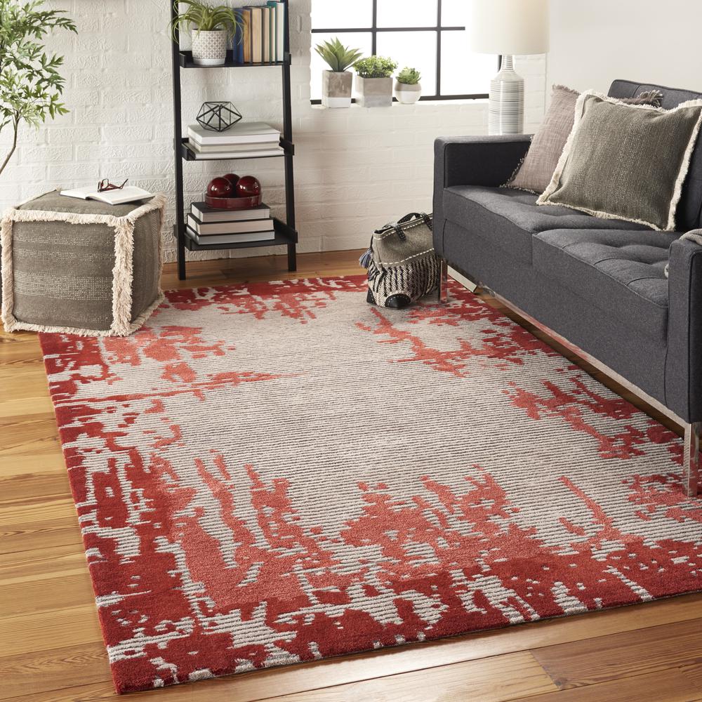 Symmetry Area Rug, Beige/Red, 3'9" X 5'9". Picture 6