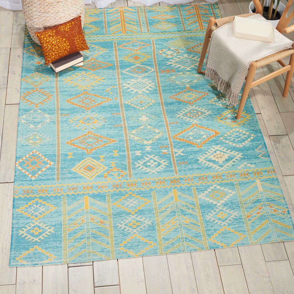 Nourison Madera Sky Blue Area Rug, 5'X7'. Picture 2