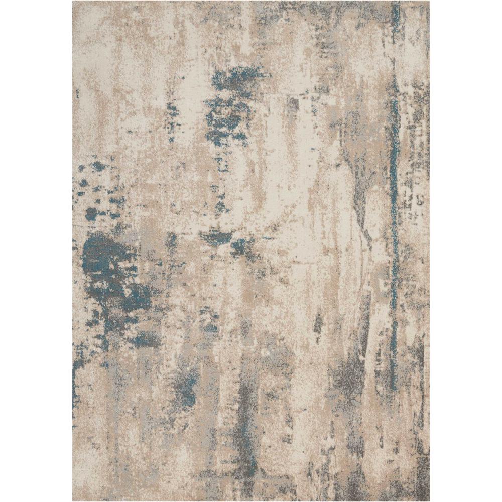 Maxell Area Rug, Ivory/Teal, 5'3" x 7'3". Picture 1