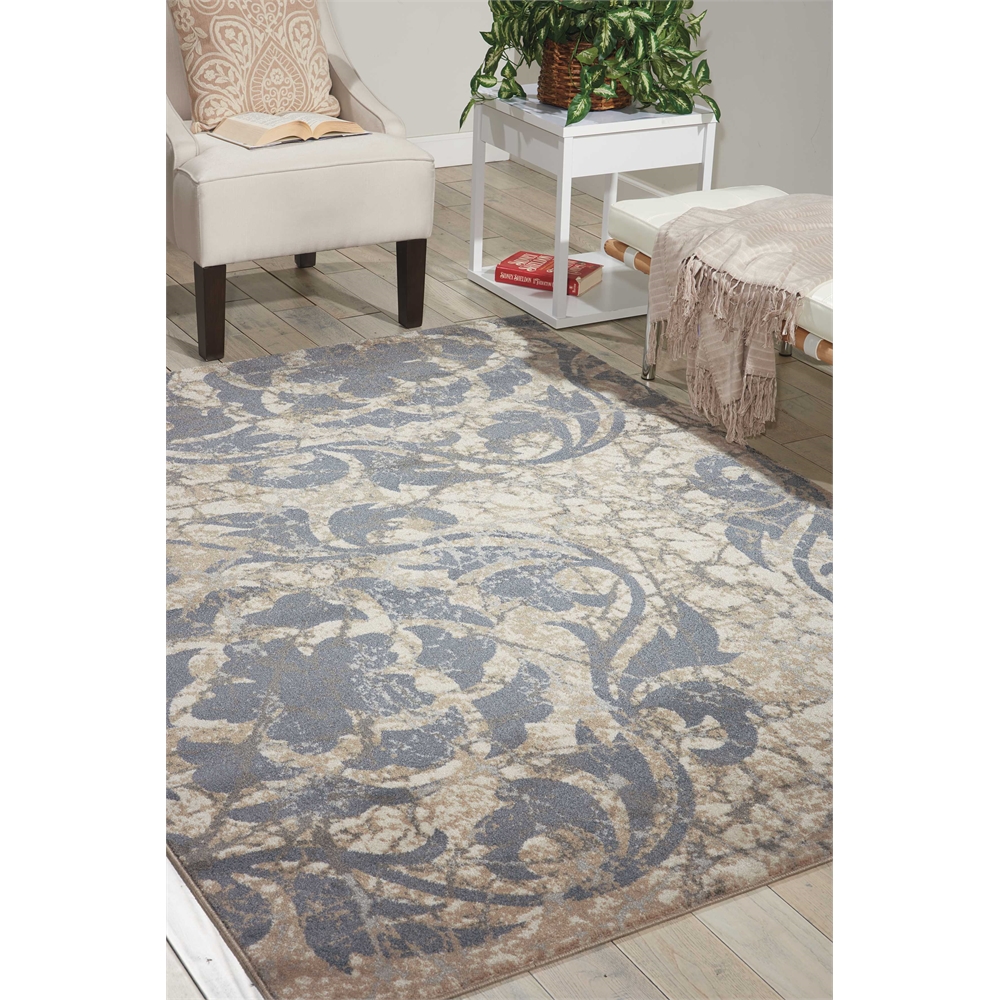 Maxell Area Rug, Ivory/Blue, 5'3" x 7'3". Picture 6