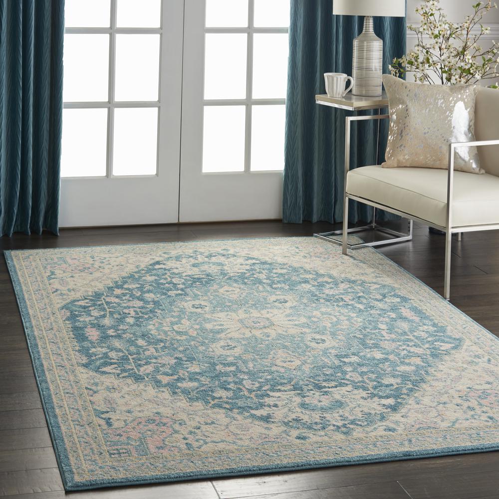 Tranquil Area Rug, Ivory/Turquoise, 6' X 9'. Picture 9
