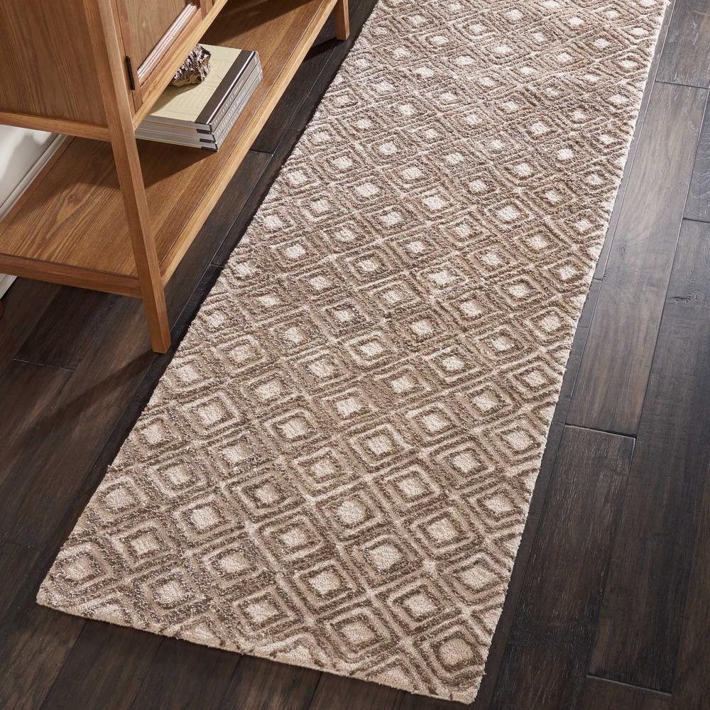 Modern Deco Area Rug, Taupe, 2'3" x 7'6". Picture 2