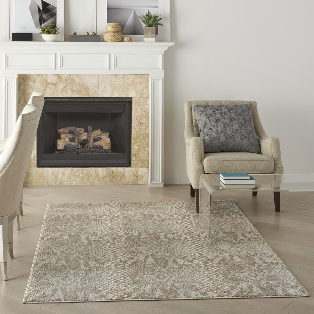 Nourison Solace Area Rug, 5'3" x 7'3", Ivory Beige. Picture 9