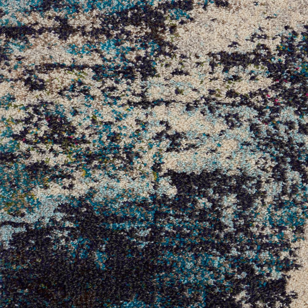 Celestial Area Rug, Ivory Teal Blue, 7' x 10'. Picture 6