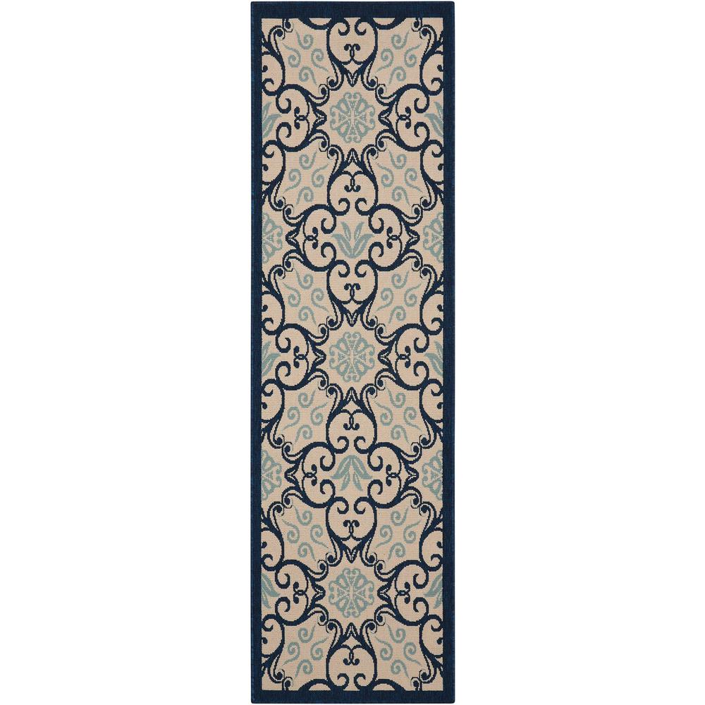 Caribbean Area Rug, Ivory/Navy, 2'3" x 7'6". Picture 1