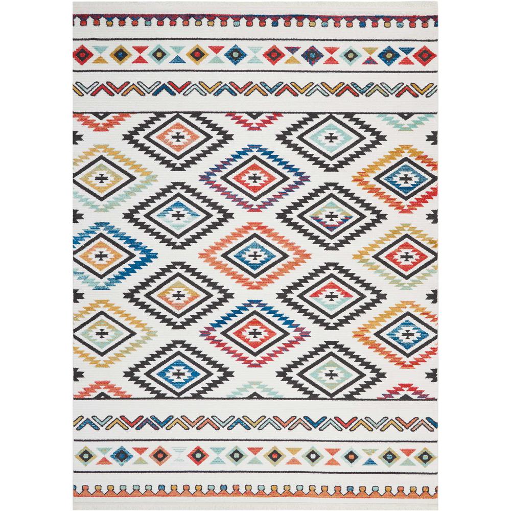 Tribal Decor Area Rug, White, 7'10" x 10'9". The main picture.