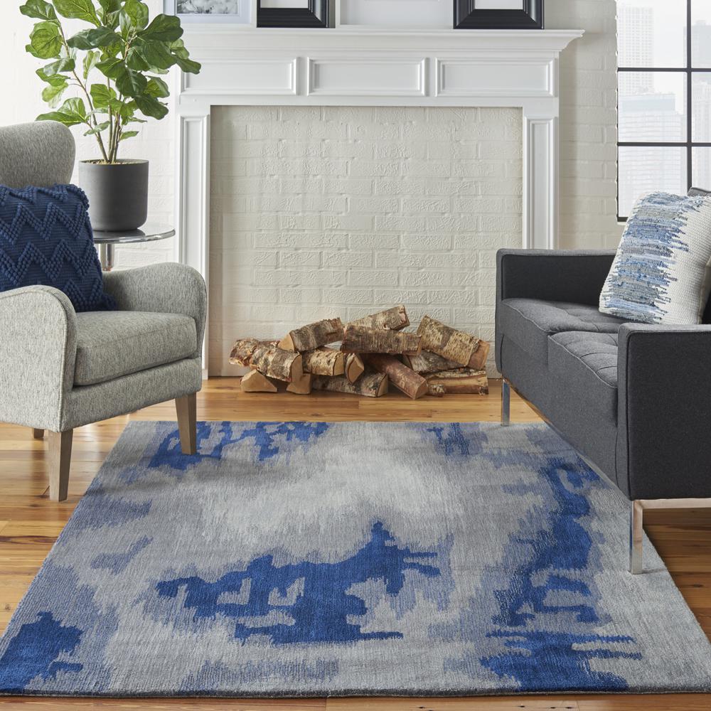 Symmetry Area Rug, Grey/Blue, 3'9" x 5'9". Picture 2
