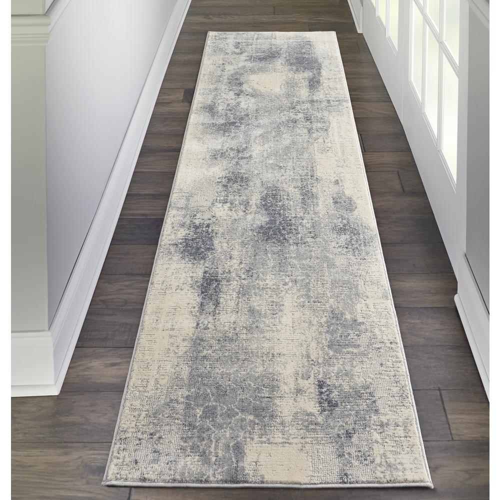 Rustic Textures Area Rug, Blue/Ivory, 2'2"X7'6". Picture 4